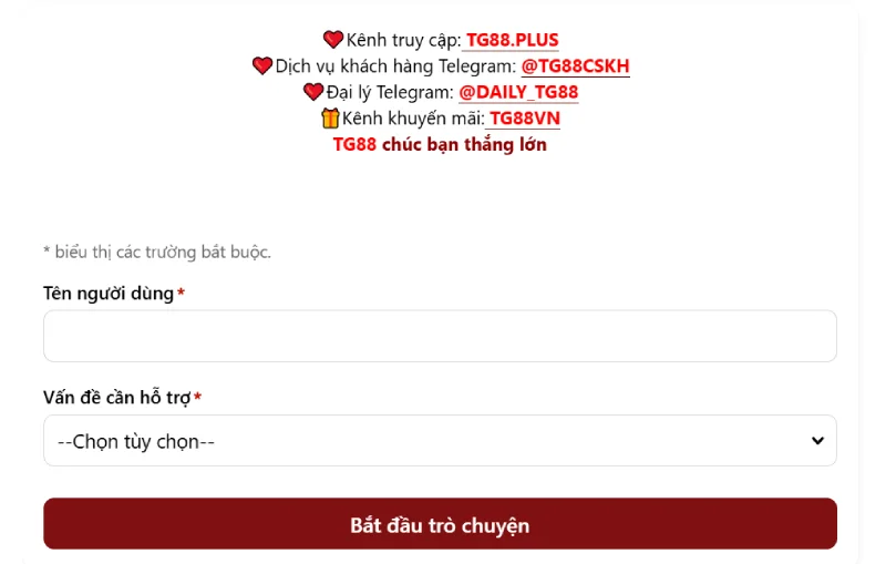 Bạn cần nhập tên người dùng và chọn vấn đề cần hỗ trợ để được giải đáp nhanh nhất